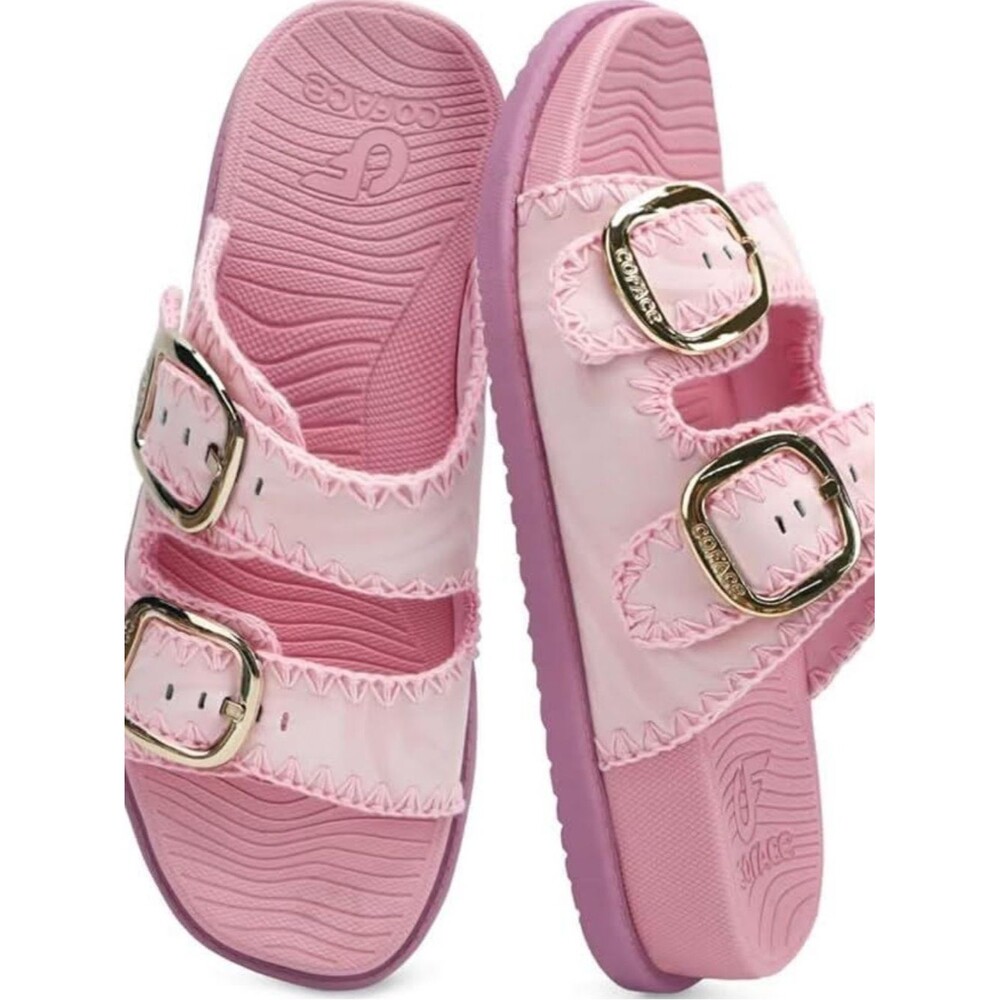 Coface Pink Buckle Sandals Slides Women’s Size 7 New WO Box